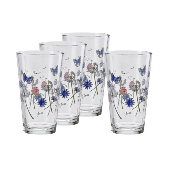Floral Tapered Cooler Glasses, Set of 4, 16oz