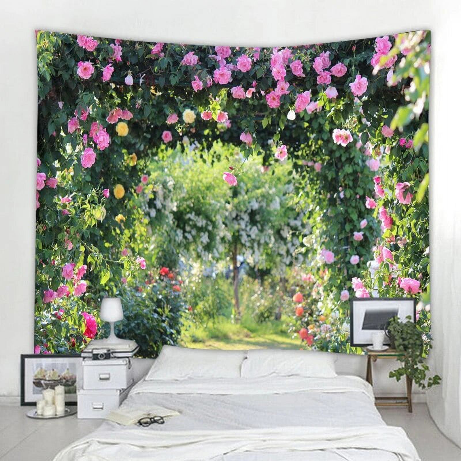 Floral Tapestry Arched Flower Door Trail Wall Hanging Tapestry
