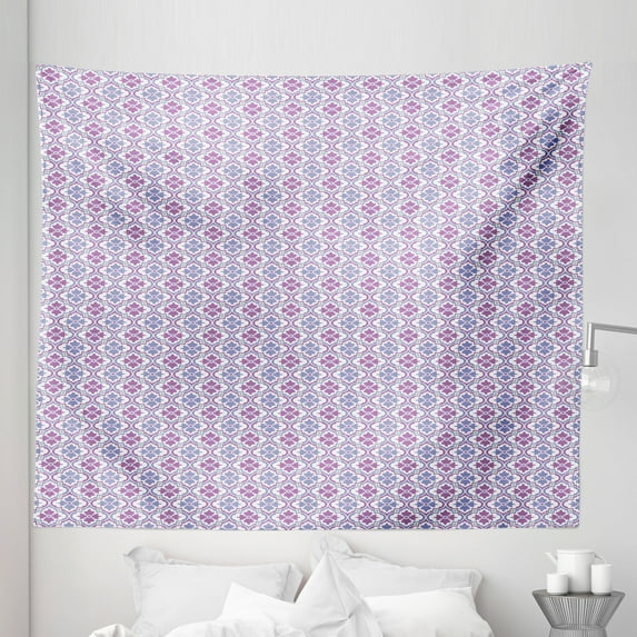 Floral Tapestry, Damask Inspired Motifs Tile Pattern with Turkish Cultural Origins, Fabric Wall Hanging Decor for Bedroom Living Room Dorm, 5 Sizes, Multicolor, by Ambesonne