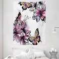 thumbnail image 1 of Floral Tapestry, Flower Blooms Botany Bouquets with Colorful Butterflies Paintbrush Watercolor Print, Wall Hanging for Bedroom Living Room Dorm Decor, 60W X 80L Inches, Multicolor, by Ambesonne, 1 of 2