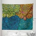 thumbnail image 1 of Floral Tapestry, Green Teal Orange Blue Mandala Details Round Flowers Oriental Ornaments Eastern, Fabric Wall Hanging Decor for Bedroom Living Room Dorm, 5 Sizes, Multicolor, by Ambesonne, 1 of 1