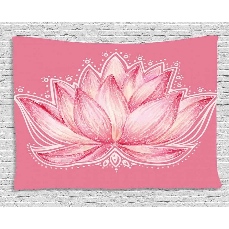 Floral Tapestry, Lotus Flower Meditation Yoga Plant Asian Zen