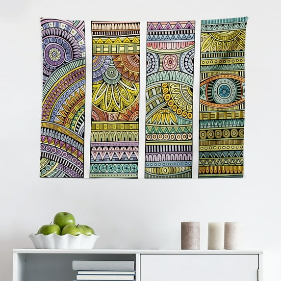 Floral Tapestry, Oriental Mandala Like Pattern of Colorful Petals Leaves Nature Themed Eastern, Fabric Wall Hanging Decor for Bedroom Living Room Dorm, 2 Sizes, Multicolor, by Ambesonne