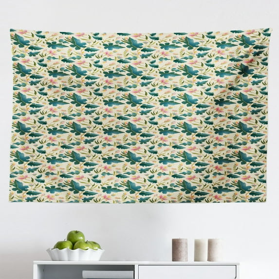 Floral Tapestry, Traditional Japanese Cherry Blossom Trees Pink Sakura Flowers, Fabric Wall Hanging Decor for Bedroom Living Room Dorm, 2 Sizes, Earth Yellow Dark Brown, by Ambesonne