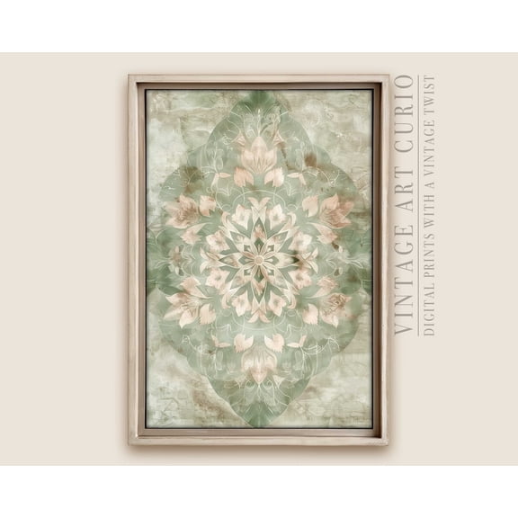 Floral Tapestry Vintage Fabric Art, French Aesthetic, Light Academia Farmhouse, Neutral Cottagecore Flower Pattern Art Print UNFRAMED Poster, Wall Art for Decor, Present, 8x12