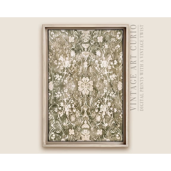 Floral Tapestry Vintage Fabric Art, French Aesthetic, Light Academia Farmhouse Wall Decor, Neutral Cottagecore Flower Pattern Art Print Home Decor #2920, 8x12 UNFRAMED