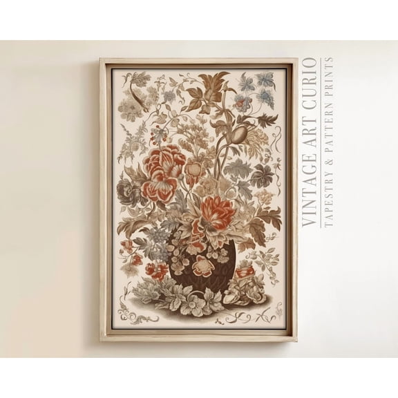 Floral Tapestry Wall Art, Vintage Textile , Vintage Textile Wall Art, Antique Tapestry Wall Art, Modern Farmhouse Eclectic Print Home Decor #3080, 8x12 UNFRAMED