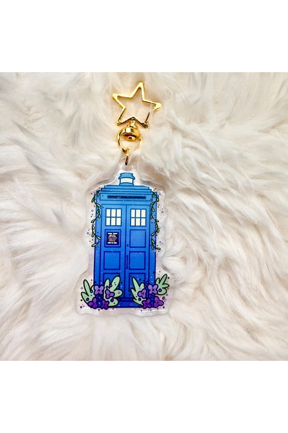 Floral Tardis keychain (1 keychain)