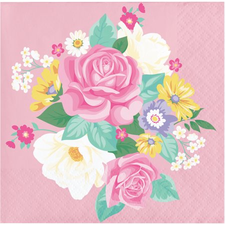 Floral Tea Party Beverage Napkins, 48 Count