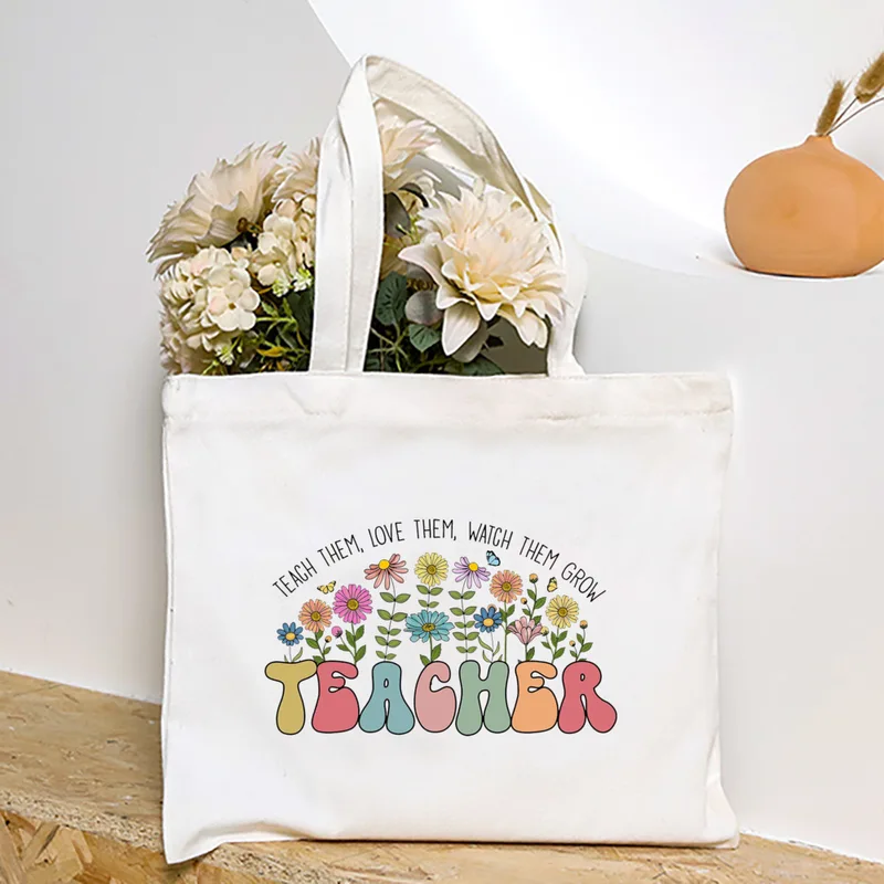 Floral Teacher Tote Bag Teacher Appreciation Gift Teach Them Love Them ...