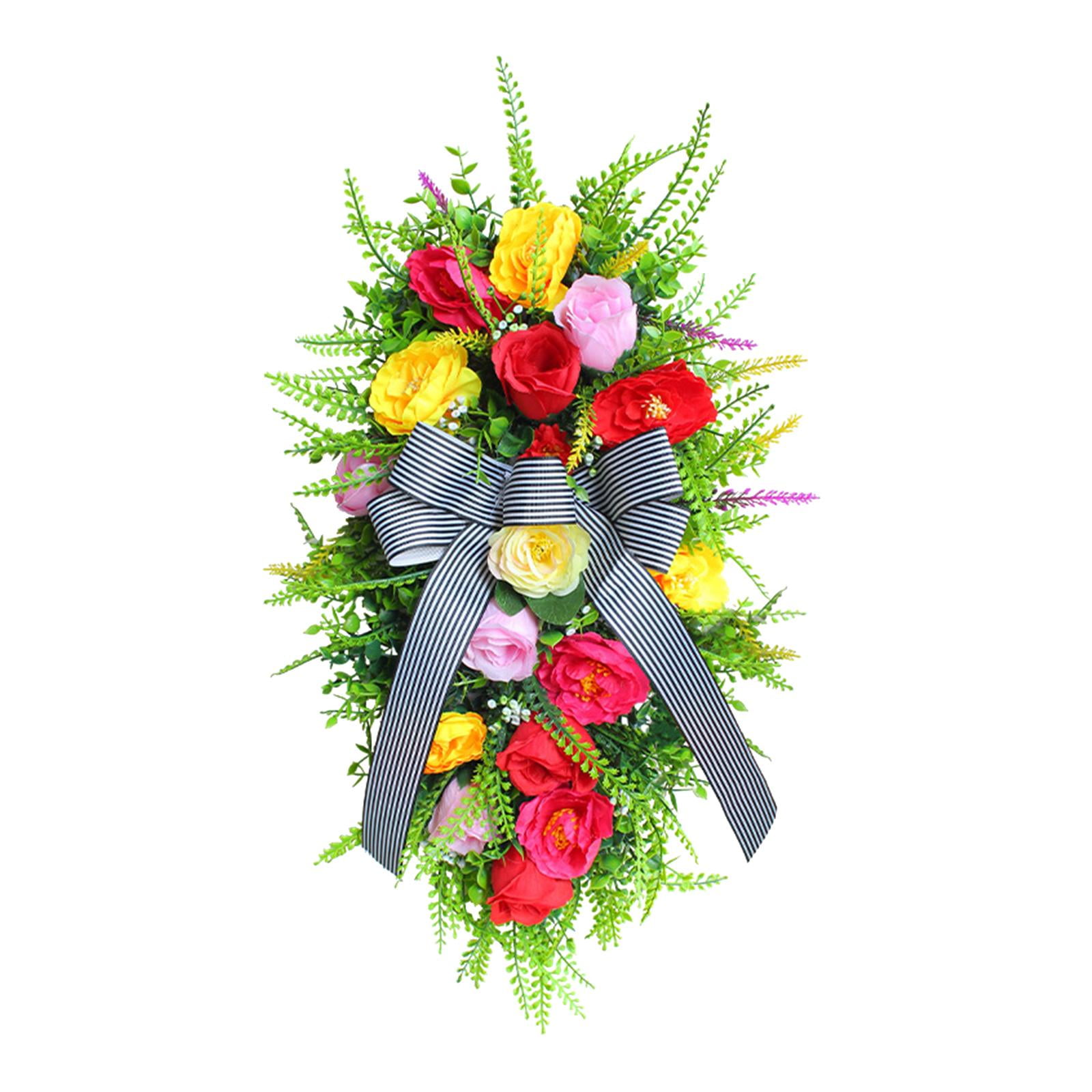 Floral Teardrop Swag Artificial Flower Wreath Decorating Wall Decor
