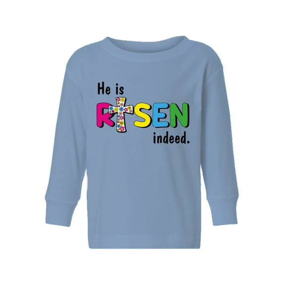 Floral Tee for 3 Years Old Girls He is Risen Indeed Toddler Long Sleeve Shirt 2T Boys Easter Clothing Christian Gifts