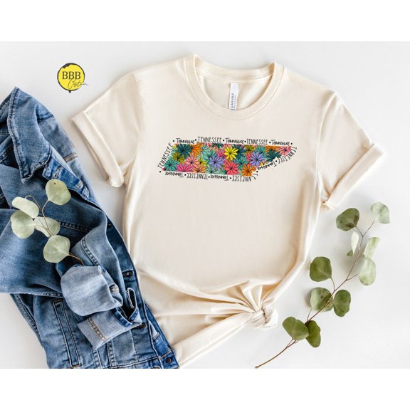 Floral Tennessee Map Shirt: State Travel Tee SWEATSHIRT All Size S-5XL