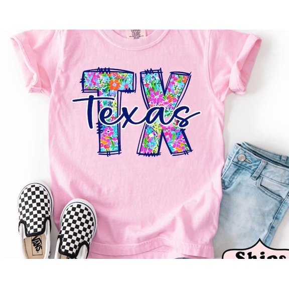 Floral Texas T-Shirt: Soft Cotton TX Tee for Girls