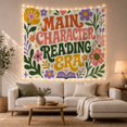 thumbnail image 1 of Floral Text Design on Cream Background Whimsical Retro for Book Lovers Literary Wall Art Housewarming Gift Tapestry Wall Hanging for Reading Nook and Bedroom, 1 of 7