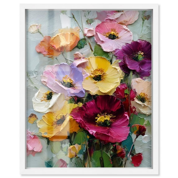 Floral Texture I Shadowbox Print Floral Wall Art by Art Remedy, White Frame, 36 x 45