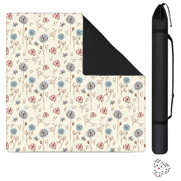 Floral Textured Non-Slip Mat 31.5 Inch Square for Game Tables Excellent for Playing Mahjong Tiles with Minimal Disturbance