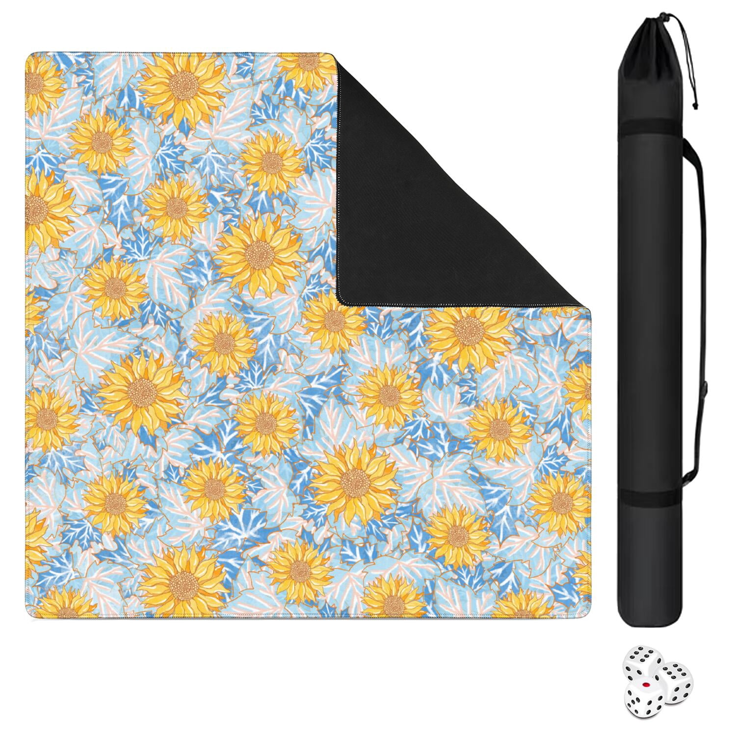 Floral Textured Rubber Mat 31.5x31.5 Inches for Mahjong Poker and Board Games Enhances Grip and Reduces Distracting Noise