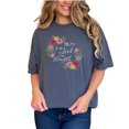 thumbnail image 1 of Floral The Joy of the Lord Is My Strength Graphic T Shirt, Cute Flower Shirt, Spring Summer Shirt, Garden Lover Gift, Women's Flower Tee, Denim Comfort Colors T-Shirt, Small, 1 of 1
