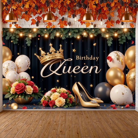 Floral Theme Banner Colorful Balloons Floral Birthday Display Pastel Colors 3D Flowers Birthday Party Backdrop for Birthday Party Girls' Birthday Photo Shoot