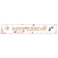 thumbnail image 1 of Floral Theme Happy Birthday Banner Butterfly Decoration Polyester Material for Birthday Party Kids Event Garden Celebration, 1 of 8
