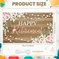 thumbnail image 1 of Floral Theme Retirement Banner Pink Happy Retirement Banner String Lights Wood Background Party Banner for Retirement Party Office Celebration Photo Shoot, 1 of 8