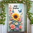 thumbnail image 1 of Floral Theme Welcome Banner Rustic Farmhouse Backdrop Green Truck Design Pink Tulips Spring Background for Front Door Decoration Spring Party Farmhouse Decor, 1 of 9