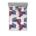 thumbnail image 1 of Floral Themed Fitted Sheet & Pillow Sham Set, Grunge Design Rose Flowers Vintage with Geometric Hues Pattern, Decorative Printed 3 Piece Bedding Decor, Calking, Pale Maroon Lavender Blue, by Ambesonne, 1 of 2
