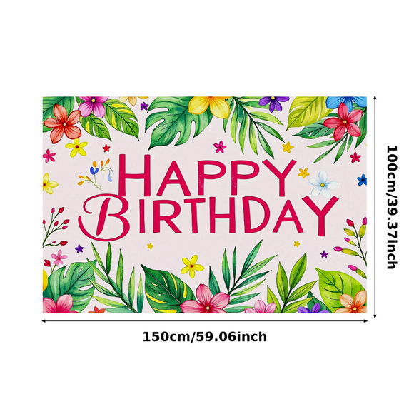 Floral Themed Happy Birthday Banner Background Party Decorations Photography Props for Birthday Party Backdrop Decor Celebrations