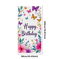 thumbnail image 1 of Floral Themed Happy Birthday Banner with Butterflies Background Party Supplies Birthday Decoration Photography Props Backdrop Decorations, 1 of 7