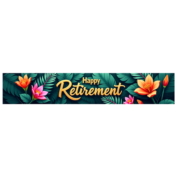 Floral Themed Happy Retirement Backdrop Banner Party Decoration Retirement Party Supplies Photography Props Celebration Decor Background Decorations