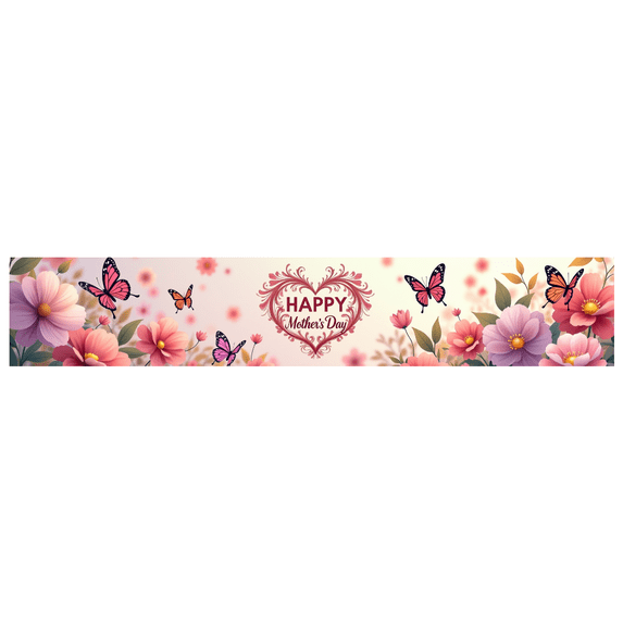 Floral Themed Mother's Day Banner with Butterflies and Hearts Backdrop Background, Party Decorations, Photography Props, Family Gatherings, Home Decor, Celebratory Events