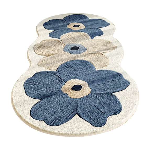 Floral Throw Bedside Area Rugs 15x47 Inch Small Rug Super Soft Non-Slip Carpet Fluffy Mini Bedroom Carpet Door Entryway Indoor Inside Front Entrance Dog Mat Home Decor Aesthetic