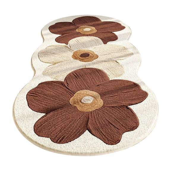Floral Throw Bedside Area Rugs 15x47 Inch Small Rug Super Soft Non-Slip Carpet Fluffy Mini Bedroom Carpet Door Entryway Indoor Inside Front Entrance Dog Mat Home Decor Aesthetic