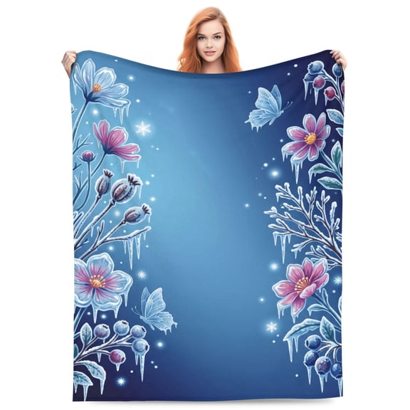 Floral Throw Blanket Floral Blanket Vintage Flowers Blankets Wildflowers Soft Cozy Flannel Throw Blanket for Couch Sofa Bed 50x40