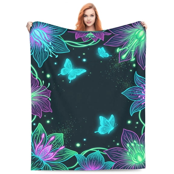 Floral Throw Blanket Floral Blanket Vintage Flowers Blankets Wildflowers Soft Cozy Flannel Throw Blanket for Couch Sofa Bed 50x40