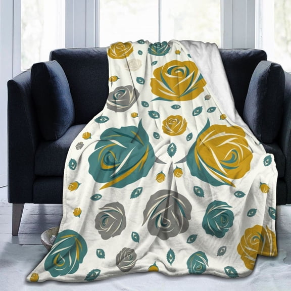 Floral Throw Blanket, Spring Flowers Pattern, Flannel Fleece Blanket, Cozy Home Bedroom Decor, Mother's Day, Birthday, Christmas Gift for Women, Wife, Mom 50x40