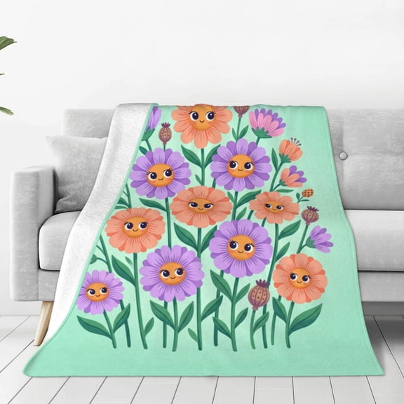 Floral Throw Blanket Wildflowers Throw Blankets Plant Floral Flannel Blankets Soft Warm Cozy Blanket Plush Throws Blankets Flower Decorative Blanket for Home Sofa Bedding 50x40