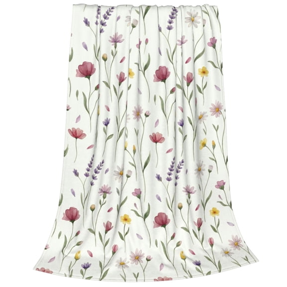 Floral Throw Blanket Wildflowers Throw Blankets Plant Floral Flannel Blankets Soft Warm Cozy Blanket Plush Throws Blankets Flower Decorative Blanket for Home Sofa Bedding 50x40