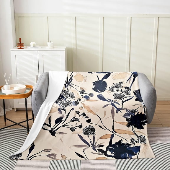 Floral Throw Blanket for Couch Soft Cozy Fleece Blanket for Bed Living Room