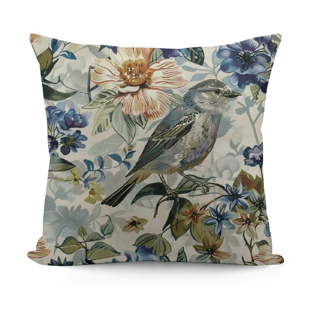 Floral Throw Pillow Case Spring Plant Flowers Hydrangea Hibiscus Iris