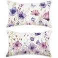 thumbnail image 1 of Floral Throw Pillow Covers 12x20 Set of 2 Spring Summer Outdoor Decor Lumbar Pillow Cases for Home Couch Decorations Purple, 1 of 6
