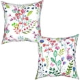 thumbnail image 1 of Floral Throw Pillow Covers 18x18 Inch Set of 2, Flowers Pillow Cushion Cases, Cotton Cushion Covers Floral Pattern Floral on White Both Sides Printing Invisible Zipper Home Sofa Decor, 1 of 6