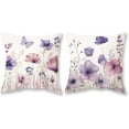 thumbnail image 1 of Floral Throw Pillow Covers 18x18 Set of 2 Spring Summer Outdoor Decor Pillow Cases for Home Couch Decorations Purple, 1 of 6