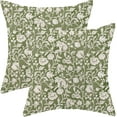 thumbnail image 1 of Floral Throw Pillow Covers 20x20 Set of 2, Flower Print Linen Decorative Pillow Cover Neutral Vintage Decoration Outdoor Cushion Cover Sage Green Floral Pillowcase for Sofa Couch Farmhouse Room, 1 of 6
