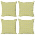 thumbnail image 1 of Floral Throw Pillow Cushion Case Pack of 4, Abstract Blossoming Spring Dandelions Sketch Style Nature Composition, Modern Accent Double-Sided Print, 4 Sizes, Off White Yellow, by Ambesonne, 1 of 2