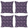 thumbnail image 1 of Ambesonne Floral Throw Pillow Cover 4 Pack, Flower Patterned Design, 16", Lilac Dark Purple White, 1 of 2