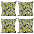 thumbnail image 1 of Ambesonne Floral Throw Pillow Cover 4 Pack, Contrast Tones Florets, 24", Yellow and Grey, 1 of 2