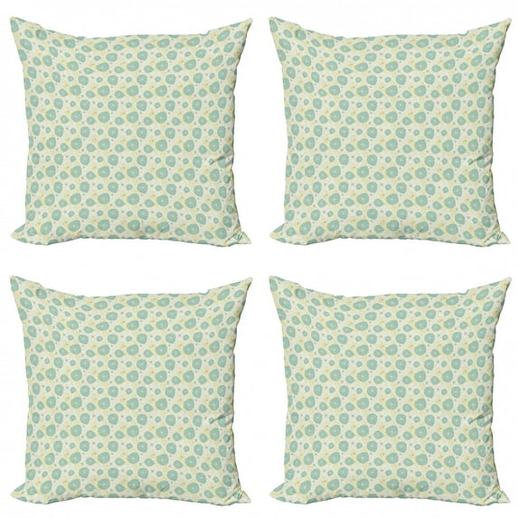 Ambesonne Floral Throw Pillow Cover 4 Pack, Dandelion Bloom Pattern, 18", Pale Green Yellow