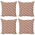 thumbnail image 1 of Ambesonne Floral Throw Pillow Cover 4 Pack, Dramatic Pink Gerbera Flower, 16", Dark Brown Blush, 1 of 2